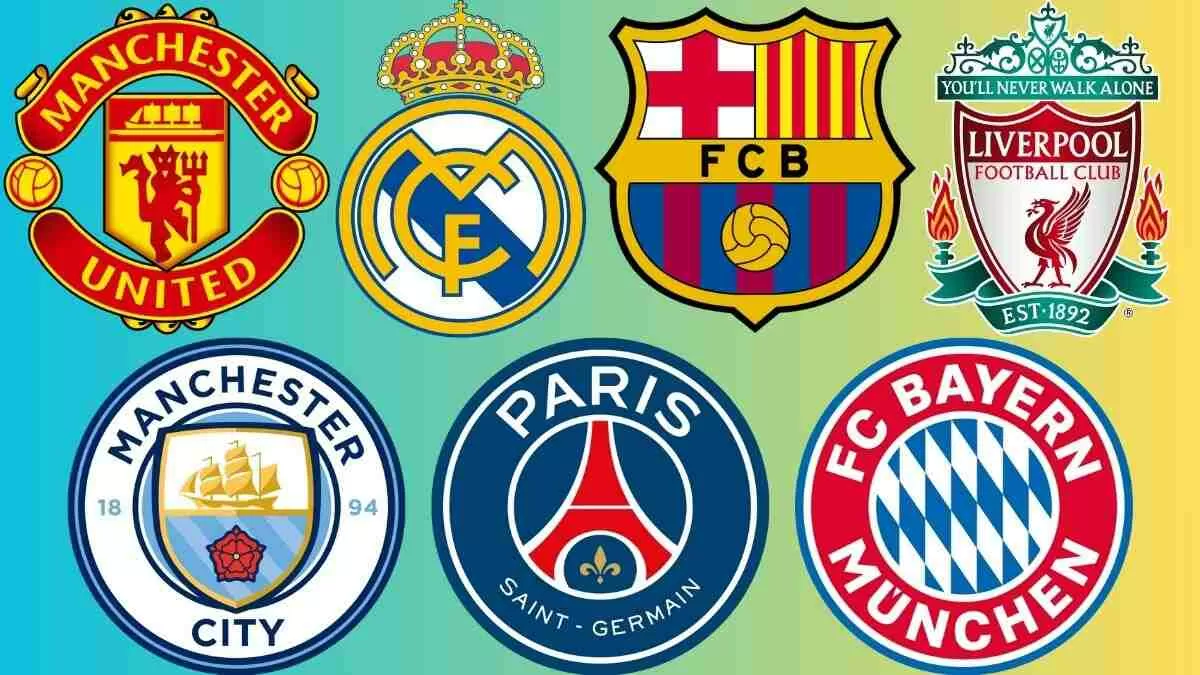 Collage of famous football club crests